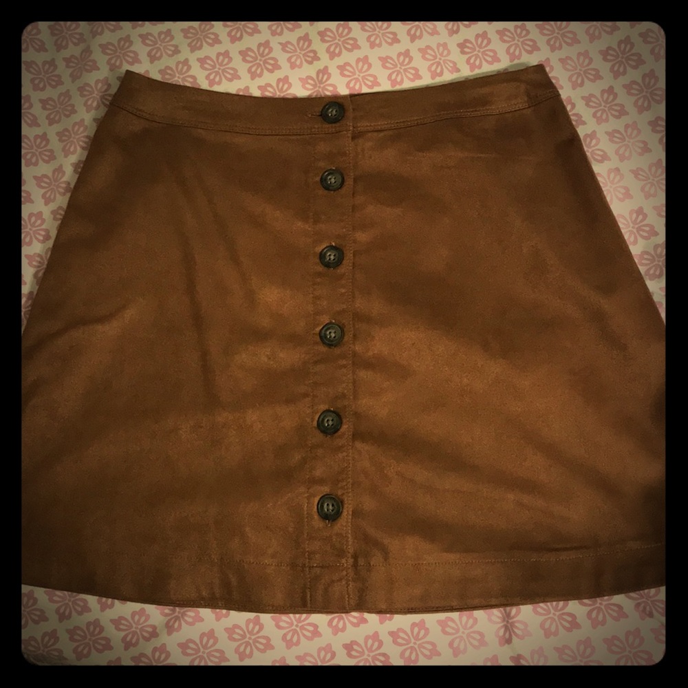 Tan suede mini skirt